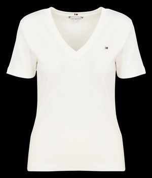 Tommy Hilfiger - Tee-shirt Col V en coton - Taille L - Blanc