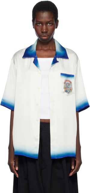 Casablanca White Casa Way Skate Short Sleeve Silk Shirt