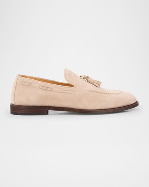 Men's Suede Flex-Sole Tassel Loafers