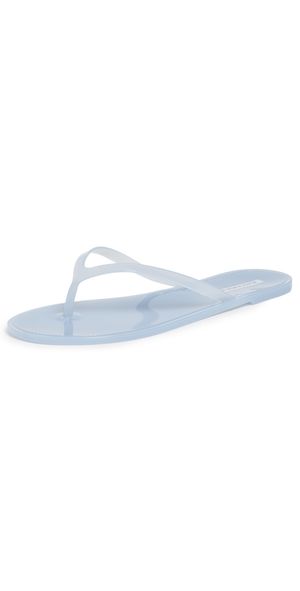 Black Suede Studio Crystal Jelly Flip Flops Baby Blue 40