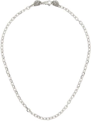 Emanuele Bicocchi Silver Link Chain Skulls Necklace