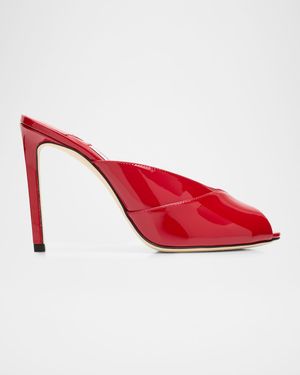 Brigitte 100mm Patent Leather Mule Pumps