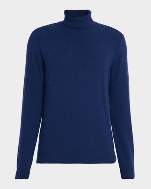 Men's Wool and Cashmere Basketweave Turtleneck Sweater