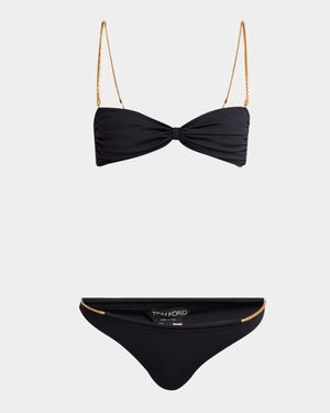 Chain Strap Bandeau Bikini Set