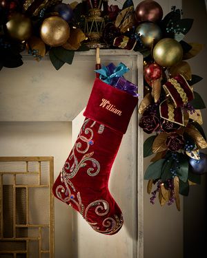 Spiritual Scroll Side-Beaded Stocking, Personalized