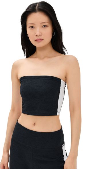Beyond Yoga Spacedye Line Up Strapless Cropped Top Darkest Night Cloud White M