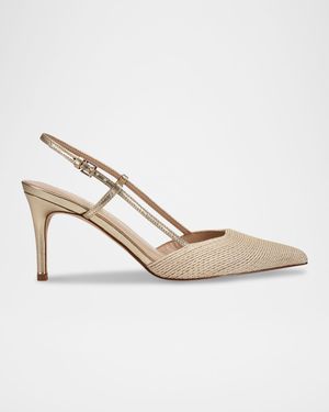 Flory Metallic Leather and Raffia Slingback Pumps