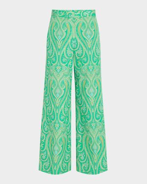 Braxton Paisley-Print Cotton Pants