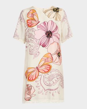 Daisee Fringed Floral-Print Mini Dress