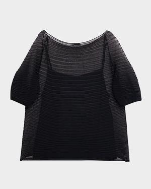 Sheer Harmonica-Pleated Sweater