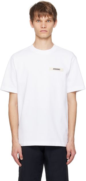 JACQUEMUS T-shirt blanc à écusson en gros-grain - Les classiques
