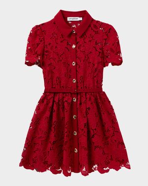 Belted Floral Lace Mini Shirtdress