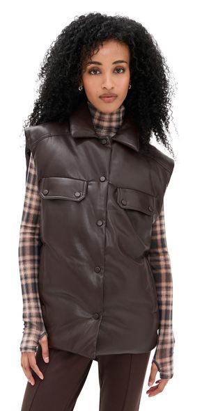Nanushka Karlene Faux Leather Vest Coffee Ground S