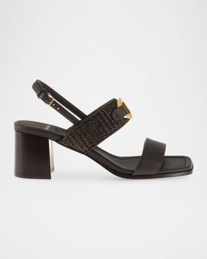 Lou Gancini Bit Raffia Leather Sandals