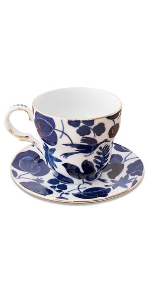 La DoubleJ Big Mama Mug and Saucer Wildbird Blu One Size