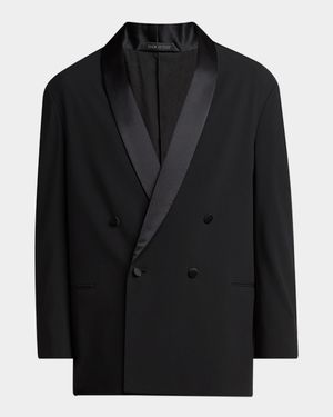 Men's Oversized Double-Breasted Wool Tuxedo Set