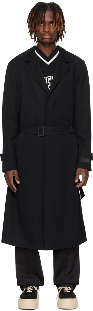 MM6 Maison Margiela Black Wool & Cotton Gabardine Trench Coat