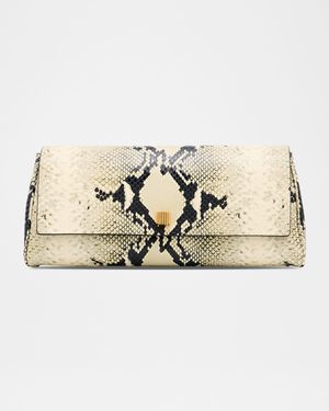 Audrey Python-Embossed Leather Clutch Bag