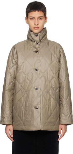GANNI Taupe Shiny Jacket