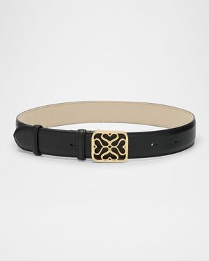 Monogram Wide Leather Buckle Belt