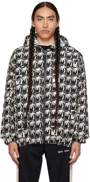 Palm Angels Black & White Dripping Palm Jacket
