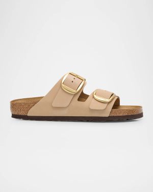 Arizona Leather Dual-Buckle Slide Sandals