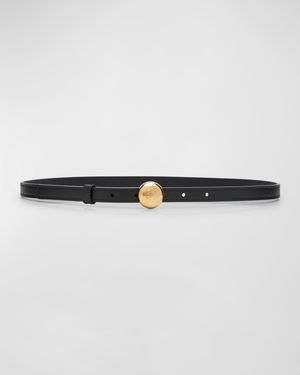 Smooth Leather Skinny Belt