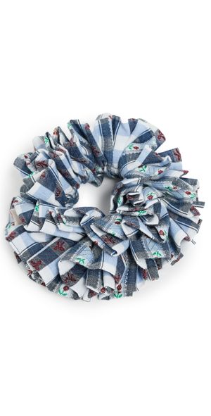 Damson Madder Garter Scrunchie Navy Margot Gingham One Size