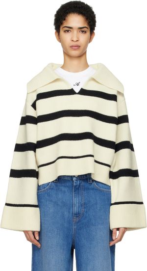 Axel Arigato Off-White & Black Clio Cropped Sweater