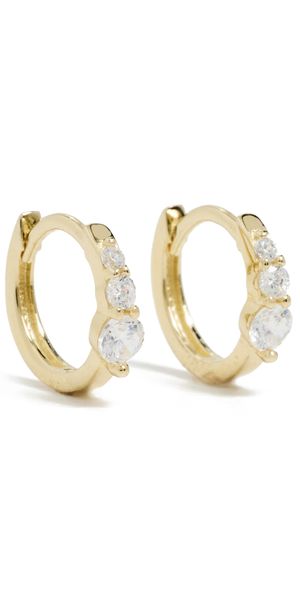 SHASHI Emerald Cut Sone Huggies Gold One Size