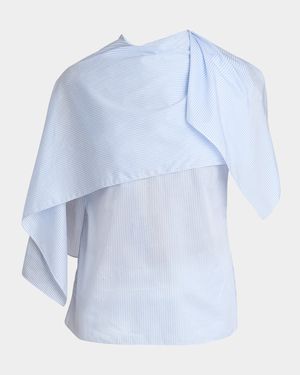 Striped Poplin Handkerchief Blouse