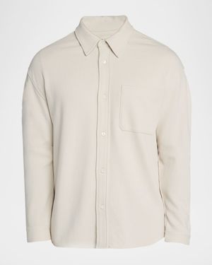Men's Cotton Waffle Texture Button-Down Shirt