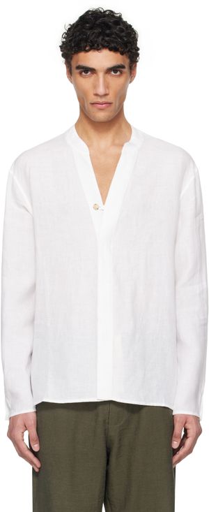 COMMAS White Loop Closure Linen Shirt