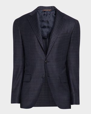 Men's Gingham Wool Stretch Sport Coat