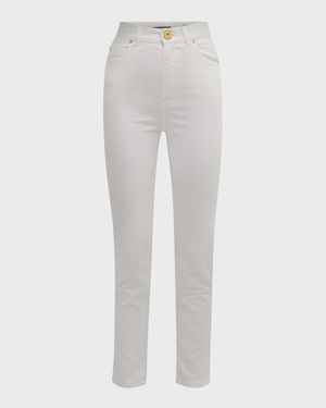 Five-Pocket High-Waist Slim Denim Crop Pants
