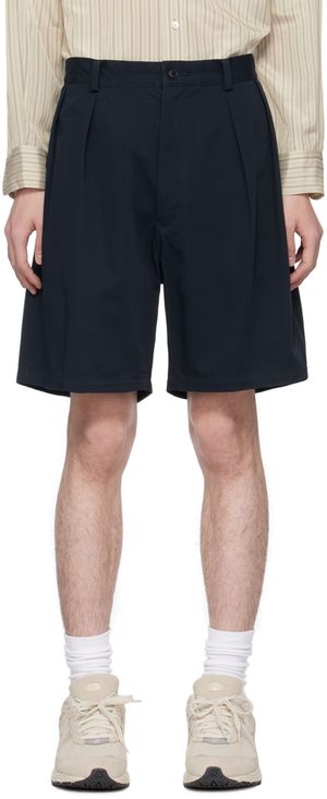 YLÈVE Navy Pleated Shorts