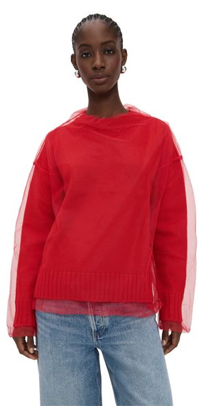 MSGM Overlay Crewneck Pullover Red S