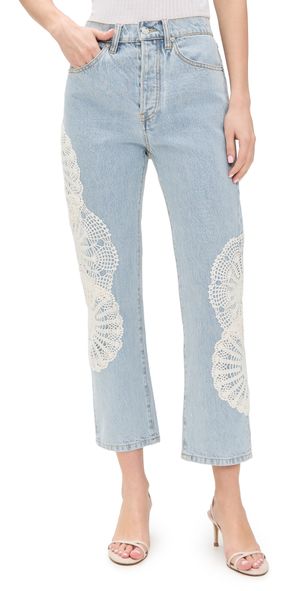 FRAME The Crochet Vertical Crop Jeans Wisp 25