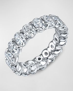 Large Platinum Eternity Band with Oval Cut Diamonds, 5.66ct