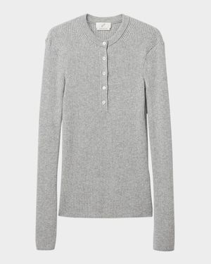 Cashmere Rib Henley Sweater