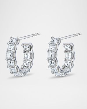 18K White Gold Oval Diamond Hoop Earrings, 0.5"Dia., 3.06tcw