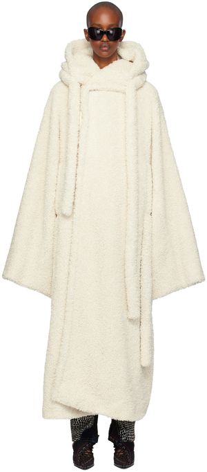 Ottolinger Manteau long cache-cœur blanc cassé en sherpa