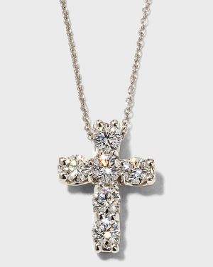 18k Diamond Square-Set Cross Pendant Necklace