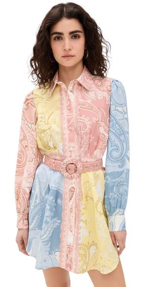 Hemant and Nandita Short Dress with Buckle Belt Multi XXS