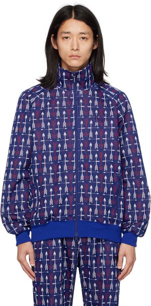 NEEDLES Blouson bleu à motif graphique en tricot jacquard