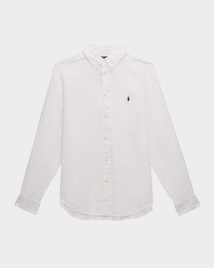 Boy's Classic Embroidered Sport Shirt, Size S-XL