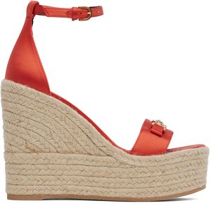Versace Orange Medusa '95 Satin Wedge Heeled Sandals