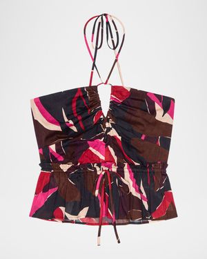Dulce Printed Halter Crop Top