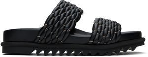 Dries Van Noten Sandales noires en cuir tressé