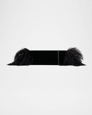 Anouk Small Clutch Bag with Feather Trim